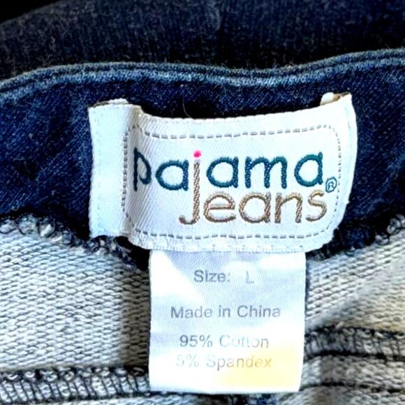 Pajama Jeans Bootcut Mid Rise Terry Stretch Pullon Drawstring Jeans Size L Blue - Picture 15 of 15